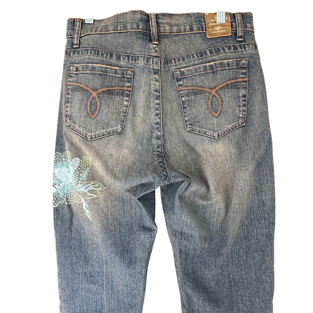 Vintage Z. Cavaricci Beaded Floral Jeans 10 Embroidered Y2K 90s Botany Cottage - Picture 9 of 11